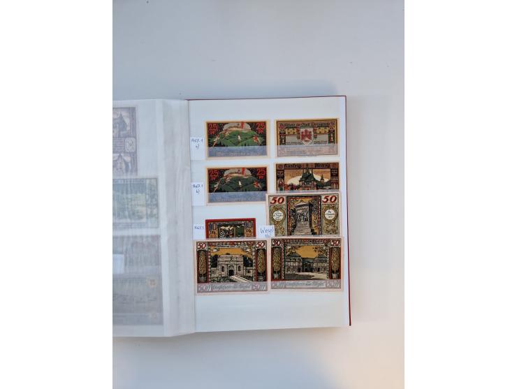 Notgeld-Serienscheine, saubere Sammlung in 16 meist dicken Steckalben, sauber nach Orten und Serien sortiert, überschlägig et