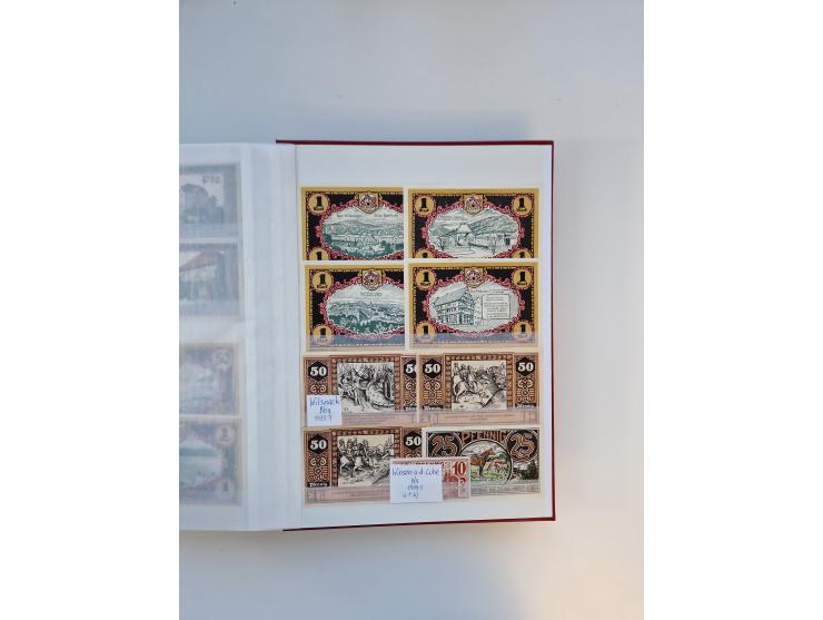 Notgeld-Serienscheine, saubere Sammlung in 16 meist dicken Steckalben, sauber nach Orten und Serien sortiert, überschlägig et