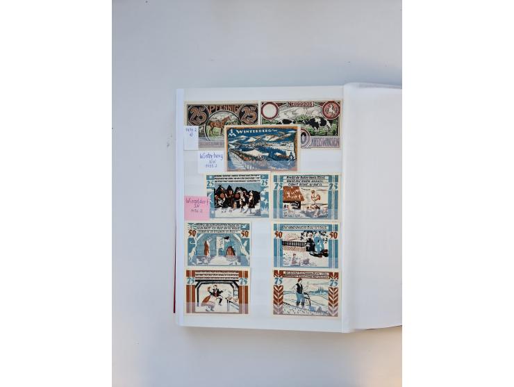 Notgeld-Serienscheine, saubere Sammlung in 16 meist dicken Steckalben, sauber nach Orten und Serien sortiert, überschlägig et