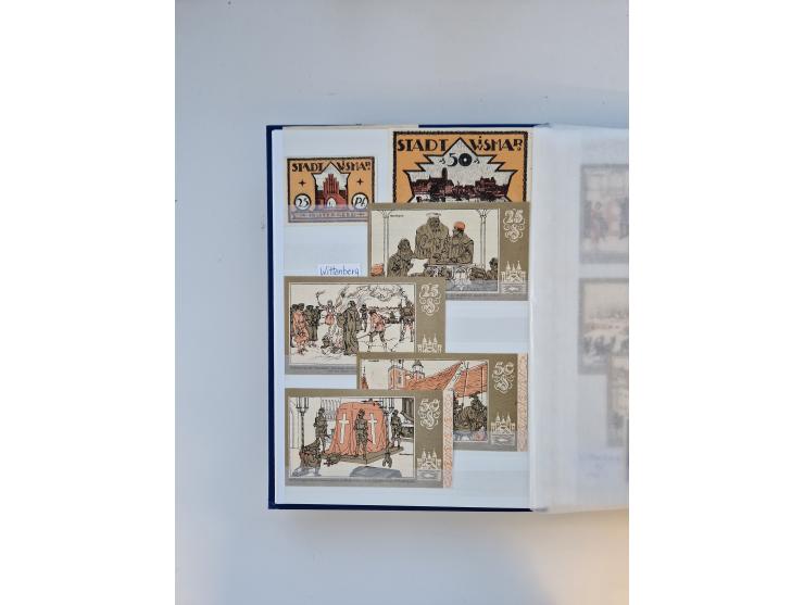 Notgeld-Serienscheine, saubere Sammlung in 16 meist dicken Steckalben, sauber nach Orten und Serien sortiert, überschlägig et