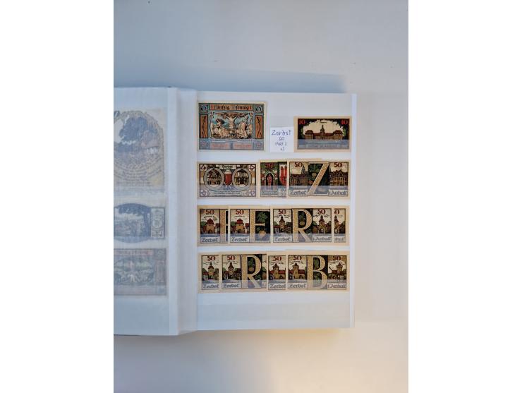 Notgeld-Serienscheine, saubere Sammlung in 16 meist dicken Steckalben, sauber nach Orten und Serien sortiert, überschlägig et