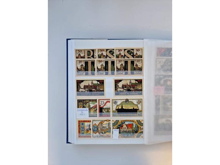 Notgeld-Serienscheine, saubere Sammlung in 16 meist dicken Steckalben, sauber nach Orten und Serien sortiert, überschlägig et