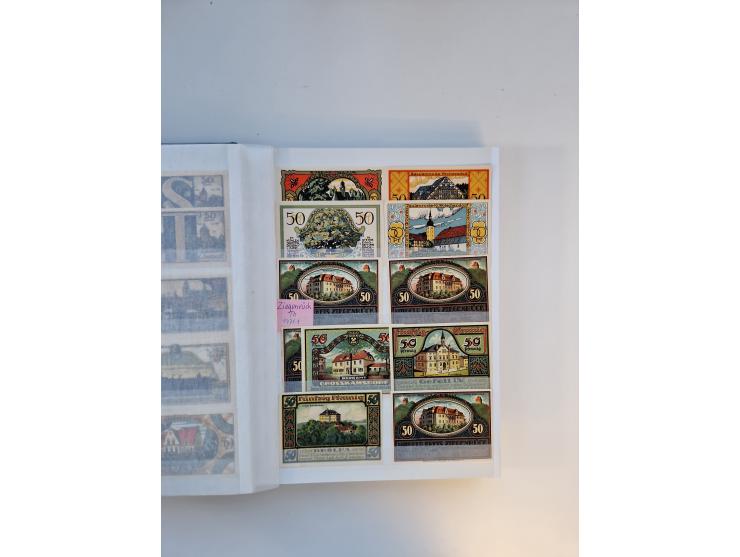 Notgeld-Serienscheine, saubere Sammlung in 16 meist dicken Steckalben, sauber nach Orten und Serien sortiert, überschlägig et