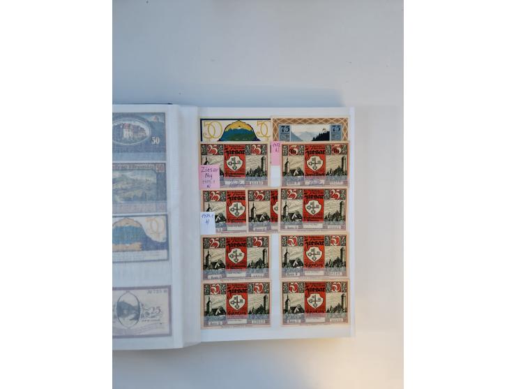 Notgeld-Serienscheine, saubere Sammlung in 16 meist dicken Steckalben, sauber nach Orten und Serien sortiert, überschlägig et