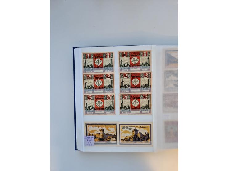 Notgeld-Serienscheine, saubere Sammlung in 16 meist dicken Steckalben, sauber nach Orten und Serien sortiert, überschlägig et