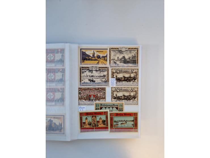 Notgeld-Serienscheine, saubere Sammlung in 16 meist dicken Steckalben, sauber nach Orten und Serien sortiert, überschlägig et