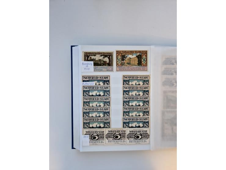 Notgeld-Serienscheine, saubere Sammlung in 16 meist dicken Steckalben, sauber nach Orten und Serien sortiert, überschlägig et