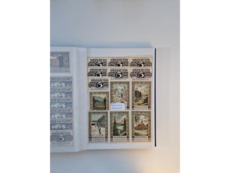 Notgeld-Serienscheine, saubere Sammlung in 16 meist dicken Steckalben, sauber nach Orten und Serien sortiert, überschlägig et