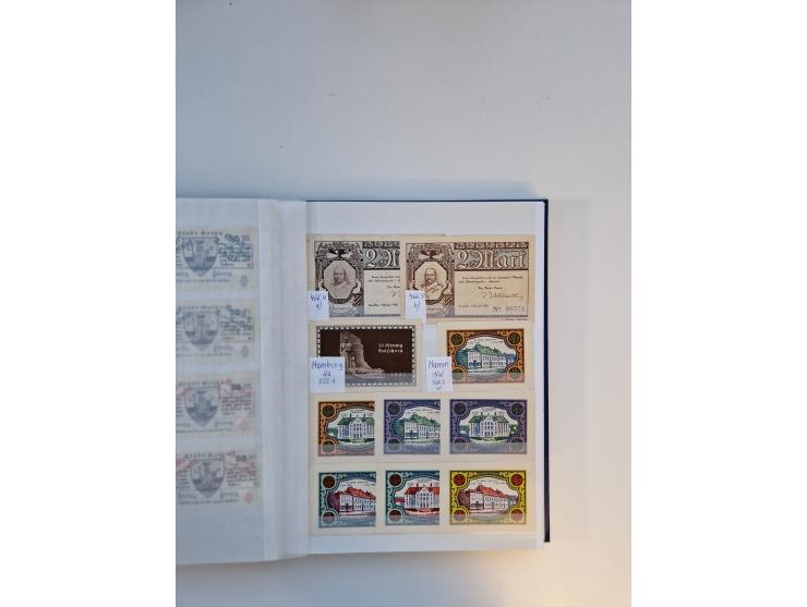 Notgeld-Serienscheine, saubere Sammlung in 16 meist dicken Steckalben, sauber nach Orten und Serien sortiert, überschlägig et