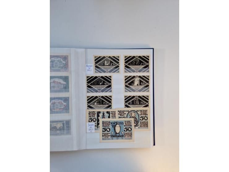 Notgeld-Serienscheine, saubere Sammlung in 16 meist dicken Steckalben, sauber nach Orten und Serien sortiert, überschlägig et