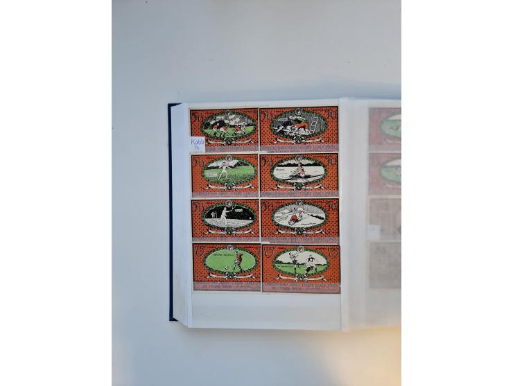 Notgeld-Serienscheine, saubere Sammlung in 16 meist dicken Steckalben, sauber nach Orten und Serien sortiert, überschlägig et