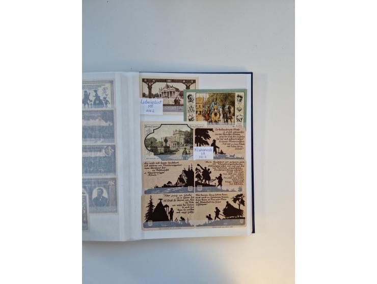 Notgeld-Serienscheine, saubere Sammlung in 16 meist dicken Steckalben, sauber nach Orten und Serien sortiert, überschlägig et