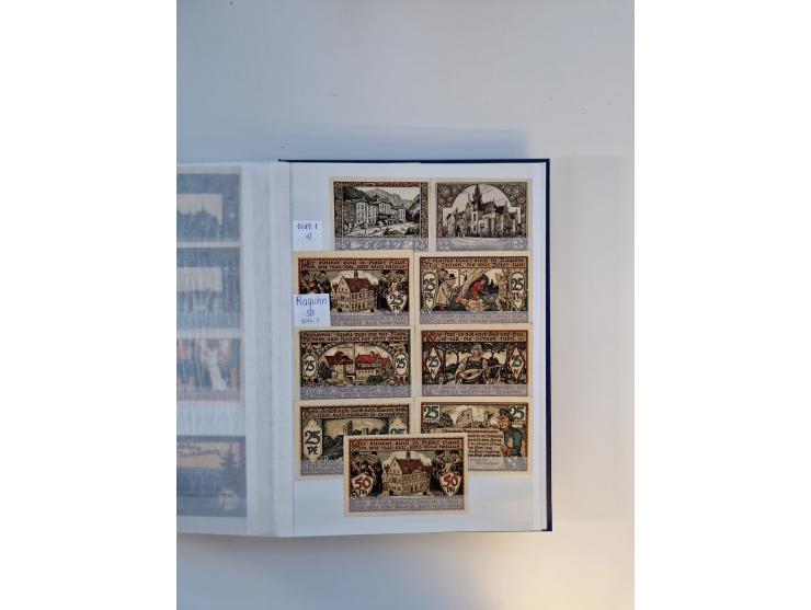 Notgeld-Serienscheine, saubere Sammlung in 16 meist dicken Steckalben, sauber nach Orten und Serien sortiert, überschlägig et