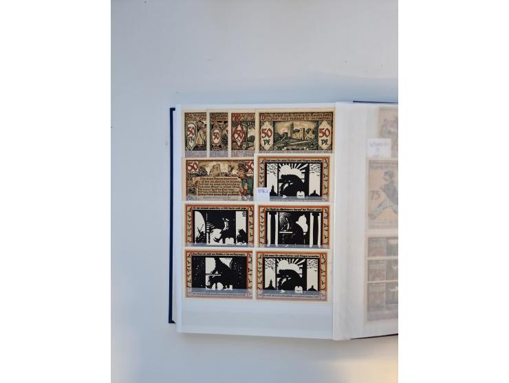 Notgeld-Serienscheine, saubere Sammlung in 16 meist dicken Steckalben, sauber nach Orten und Serien sortiert, überschlägig et