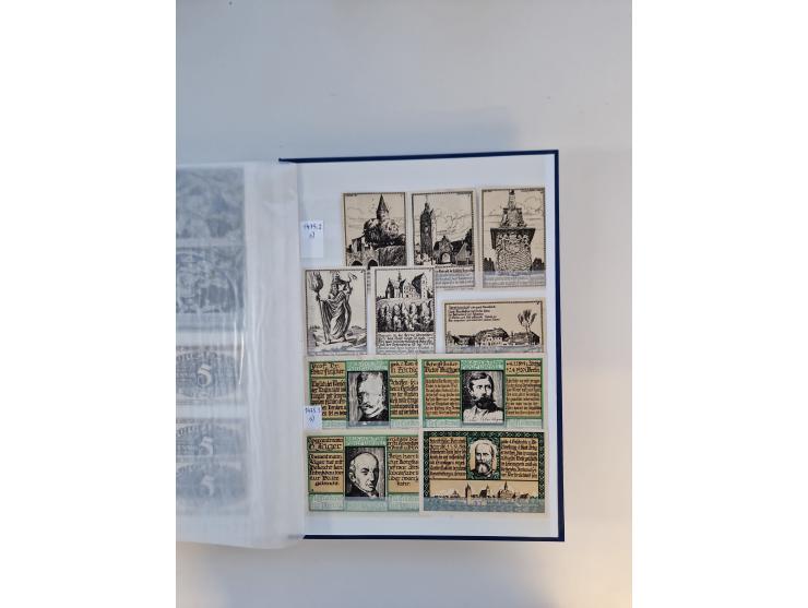 Notgeld-Serienscheine, saubere Sammlung in 16 meist dicken Steckalben, sauber nach Orten und Serien sortiert, überschlägig et