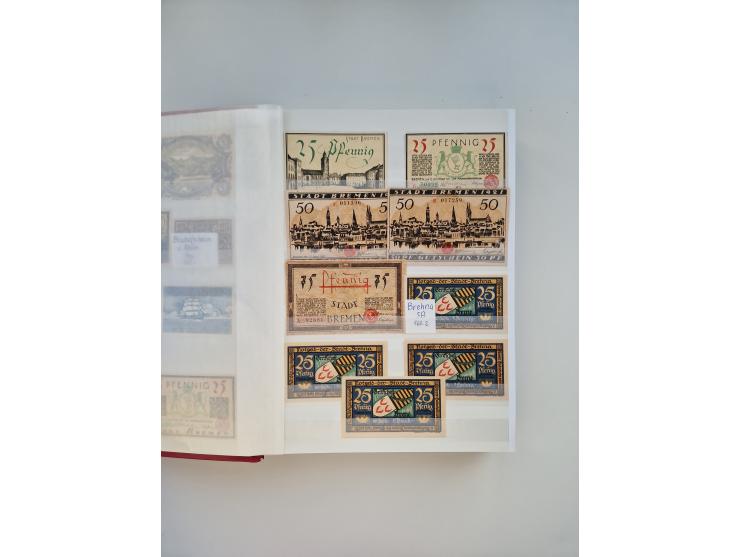 Notgeld-Serienscheine, saubere Sammlung in 16 meist dicken Steckalben, sauber nach Orten und Serien sortiert, überschlägig et