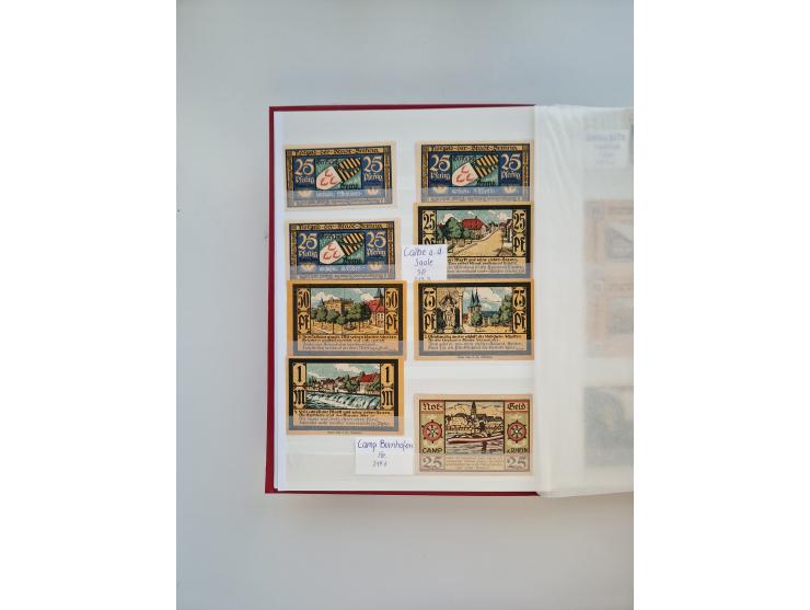 Notgeld-Serienscheine, saubere Sammlung in 16 meist dicken Steckalben, sauber nach Orten und Serien sortiert, überschlägig et