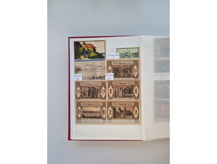 Notgeld-Serienscheine, saubere Sammlung in 16 meist dicken Steckalben, sauber nach Orten und Serien sortiert, überschlägig et