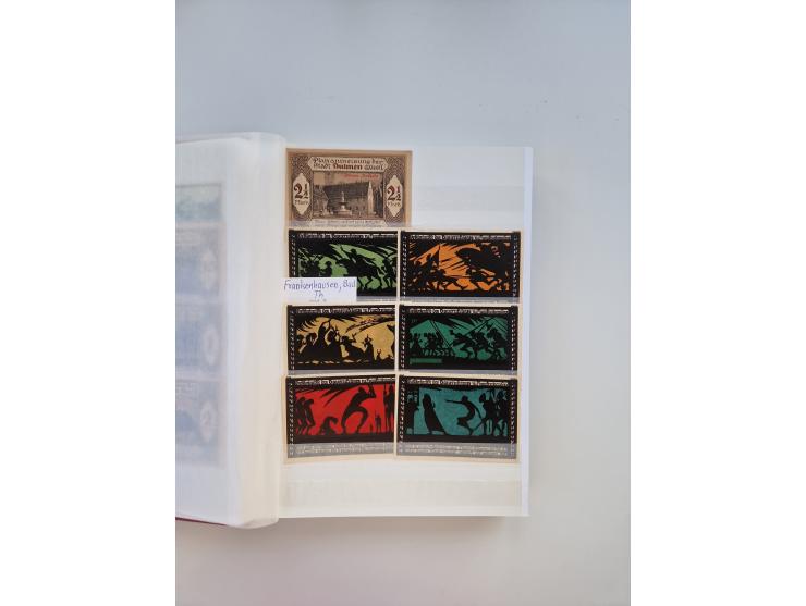 Notgeld-Serienscheine, saubere Sammlung in 16 meist dicken Steckalben, sauber nach Orten und Serien sortiert, überschlägig et