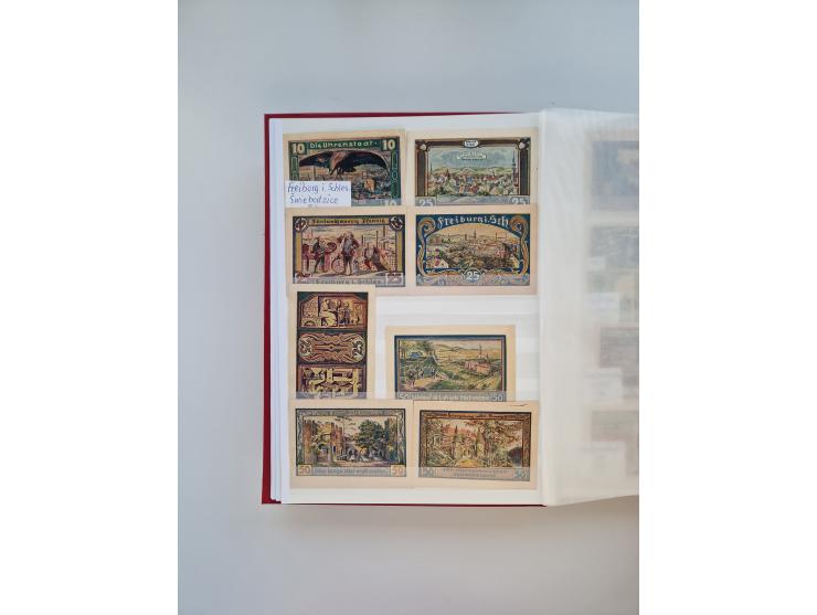 Notgeld-Serienscheine, saubere Sammlung in 16 meist dicken Steckalben, sauber nach Orten und Serien sortiert, überschlägig et