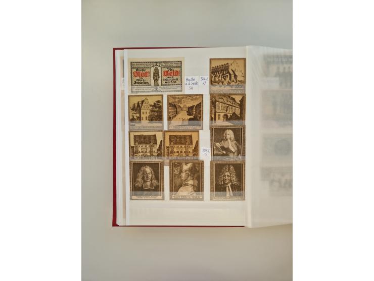 Notgeld-Serienscheine, saubere Sammlung in 16 meist dicken Steckalben, sauber nach Orten und Serien sortiert, überschlägig et