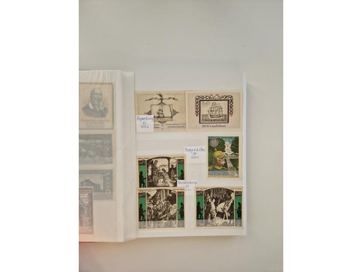 Notgeld-Serienscheine, saubere Sammlung in 16 meist dicken Steckalben, sauber nach Orten und Serien sortiert, überschlägig et