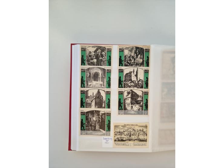 Notgeld-Serienscheine, saubere Sammlung in 16 meist dicken Steckalben, sauber nach Orten und Serien sortiert, überschlägig et