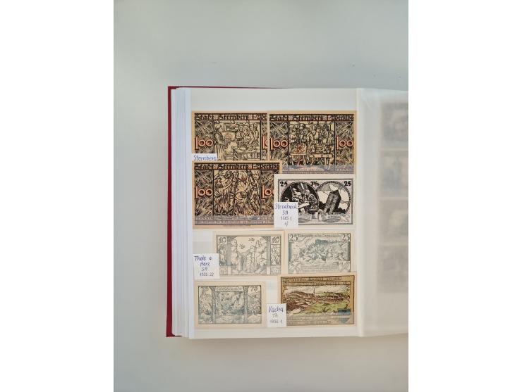 Notgeld-Serienscheine, saubere Sammlung in 16 meist dicken Steckalben, sauber nach Orten und Serien sortiert, überschlägig et
