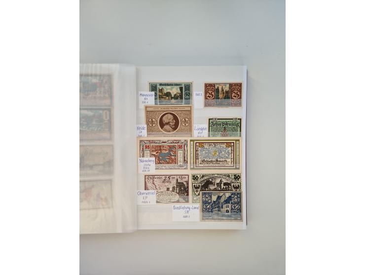 Notgeld-Serienscheine, saubere Sammlung in 16 meist dicken Steckalben, sauber nach Orten und Serien sortiert, überschlägig et