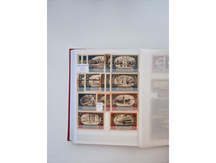 Notgeld-Serienscheine, saubere Sammlung in 16 meist dicken Steckalben, sauber nach Orten und Serien sortiert, überschlägig et