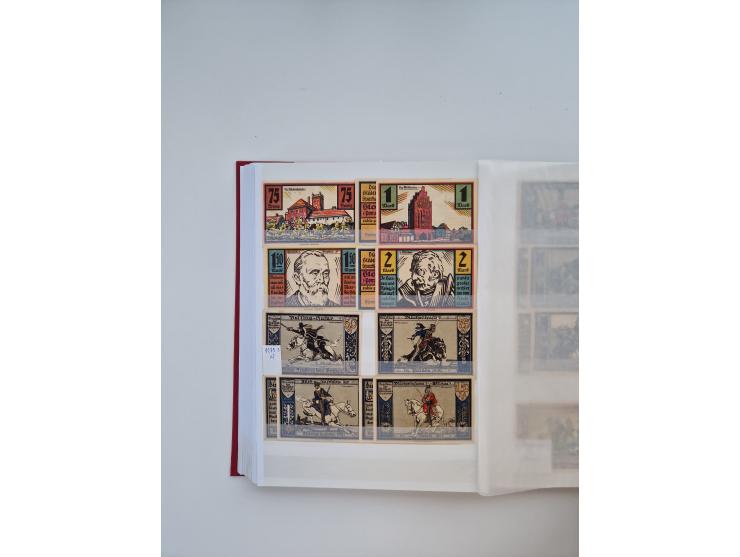 Notgeld-Serienscheine, saubere Sammlung in 16 meist dicken Steckalben, sauber nach Orten und Serien sortiert, überschlägig et