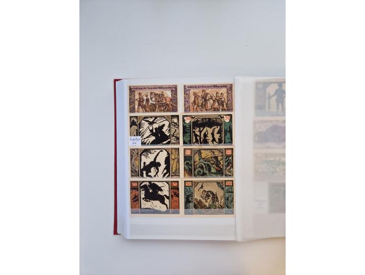 Notgeld-Serienscheine, saubere Sammlung in 16 meist dicken Steckalben, sauber nach Orten und Serien sortiert, überschlägig et