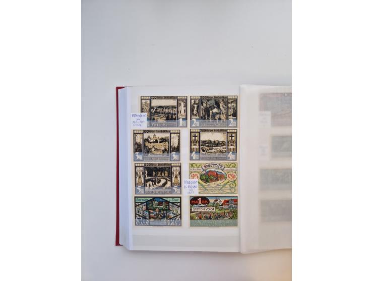 Notgeld-Serienscheine, saubere Sammlung in 16 meist dicken Steckalben, sauber nach Orten und Serien sortiert, überschlägig et