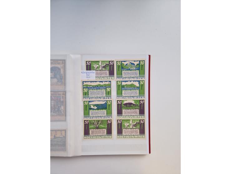 Notgeld-Serienscheine, saubere Sammlung in 16 meist dicken Steckalben, sauber nach Orten und Serien sortiert, überschlägig et