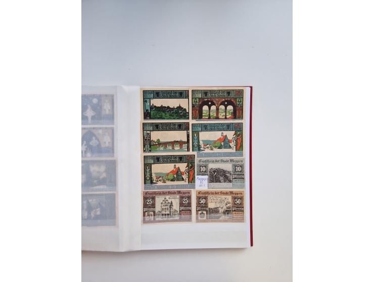 Notgeld-Serienscheine, saubere Sammlung in 16 meist dicken Steckalben, sauber nach Orten und Serien sortiert, überschlägig et
