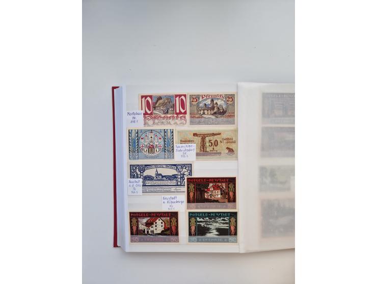 Notgeld-Serienscheine, saubere Sammlung in 16 meist dicken Steckalben, sauber nach Orten und Serien sortiert, überschlägig et