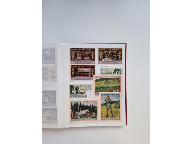 Notgeld-Serienscheine, saubere Sammlung in 16 meist dicken Steckalben, sauber nach Orten und Serien sortiert, überschlägig et