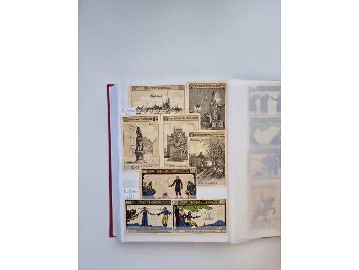 Notgeld-Serienscheine, saubere Sammlung in 16 meist dicken Steckalben, sauber nach Orten und Serien sortiert, überschlägig et