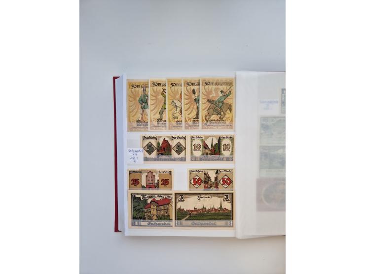 Notgeld-Serienscheine, saubere Sammlung in 16 meist dicken Steckalben, sauber nach Orten und Serien sortiert, überschlägig et