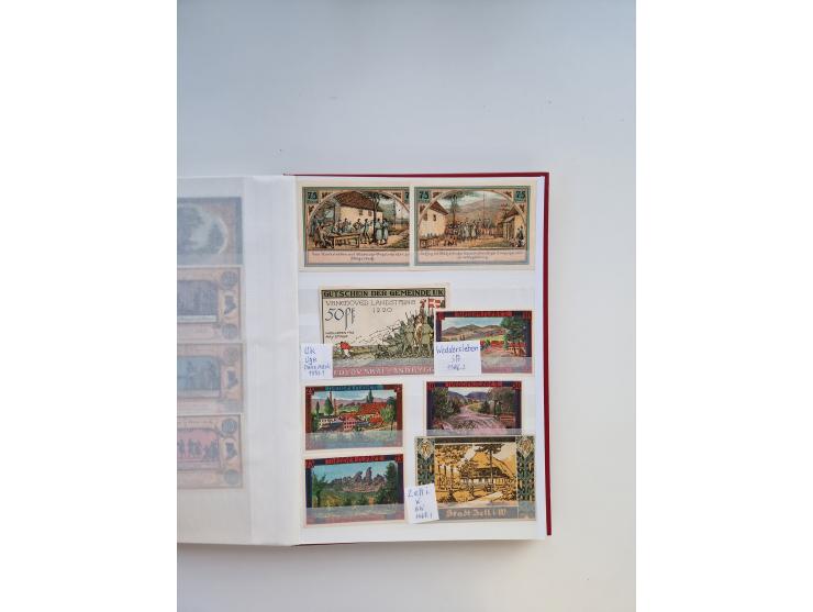 Notgeld-Serienscheine, saubere Sammlung in 16 meist dicken Steckalben, sauber nach Orten und Serien sortiert, überschlägig et