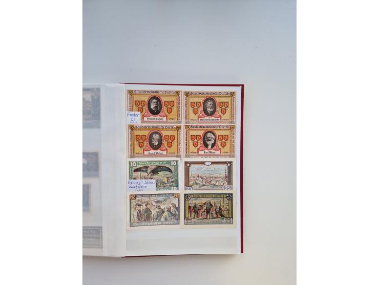 Notgeld-Serienscheine, saubere Sammlung in 16 meist dicken Steckalben, sauber nach Orten und Serien sortiert, überschlägig et