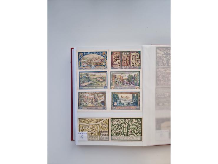 Notgeld-Serienscheine, saubere Sammlung in 16 meist dicken Steckalben, sauber nach Orten und Serien sortiert, überschlägig et