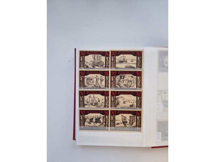 Notgeld-Serienscheine, saubere Sammlung in 16 meist dicken Steckalben, sauber nach Orten und Serien sortiert, überschlägig et