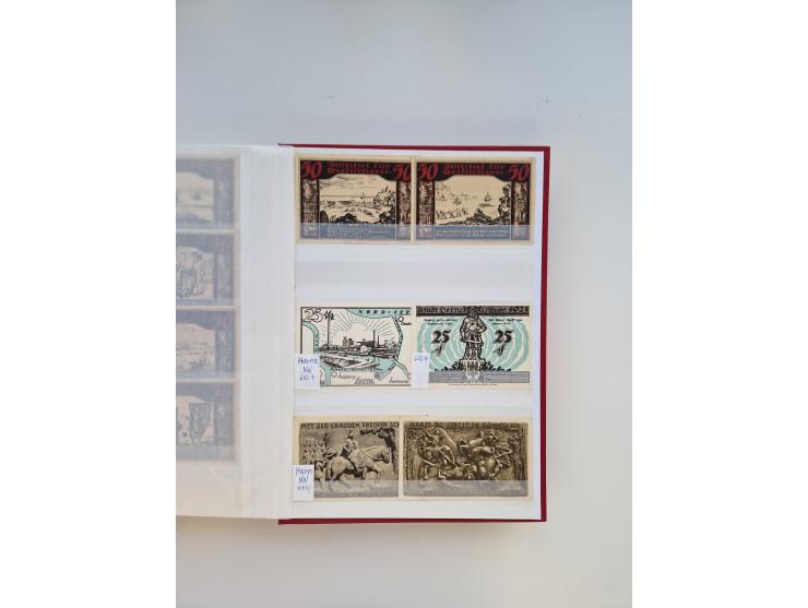 Notgeld-Serienscheine, saubere Sammlung in 16 meist dicken Steckalben, sauber nach Orten und Serien sortiert, überschlägig et