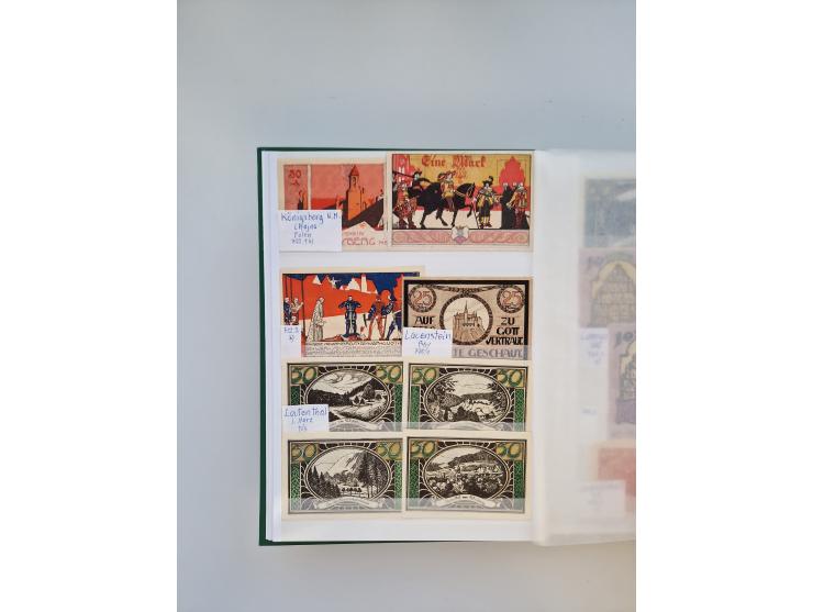 Notgeld-Serienscheine, saubere Sammlung in 16 meist dicken Steckalben, sauber nach Orten und Serien sortiert, überschlägig et