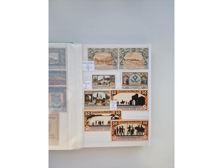 Notgeld-Serienscheine, saubere Sammlung in 16 meist dicken Steckalben, sauber nach Orten und Serien sortiert, überschlägig et