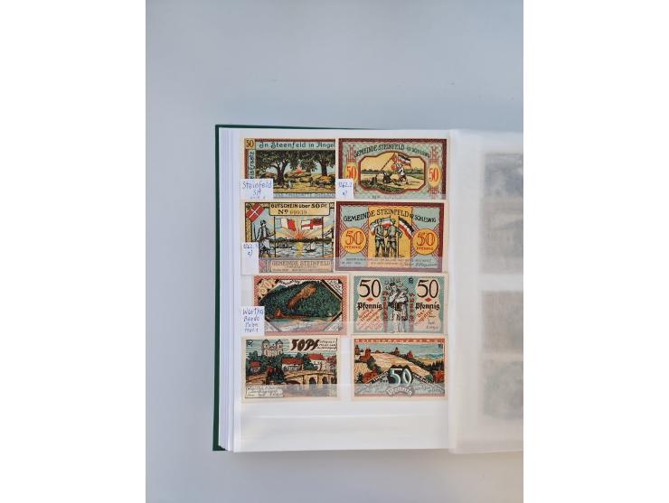 Notgeld-Serienscheine, saubere Sammlung in 16 meist dicken Steckalben, sauber nach Orten und Serien sortiert, überschlägig et