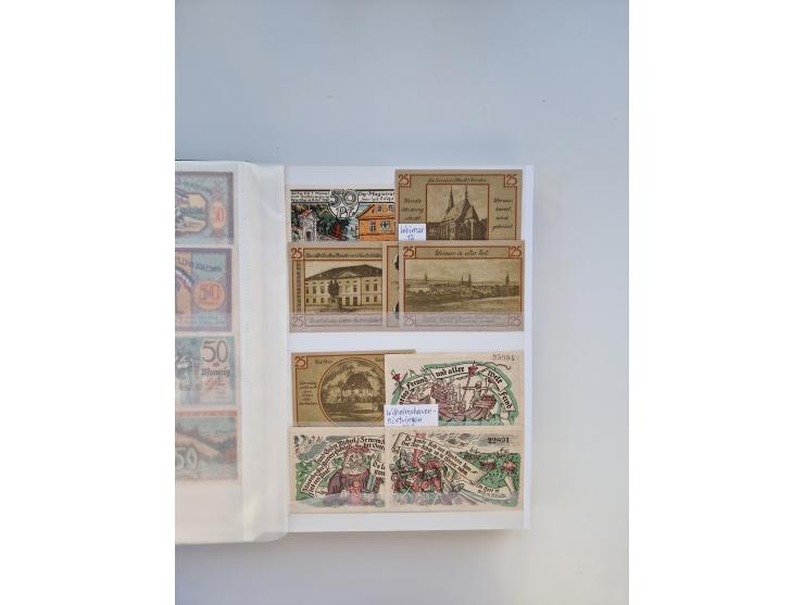 Notgeld-Serienscheine, saubere Sammlung in 16 meist dicken Steckalben, sauber nach Orten und Serien sortiert, überschlägig et