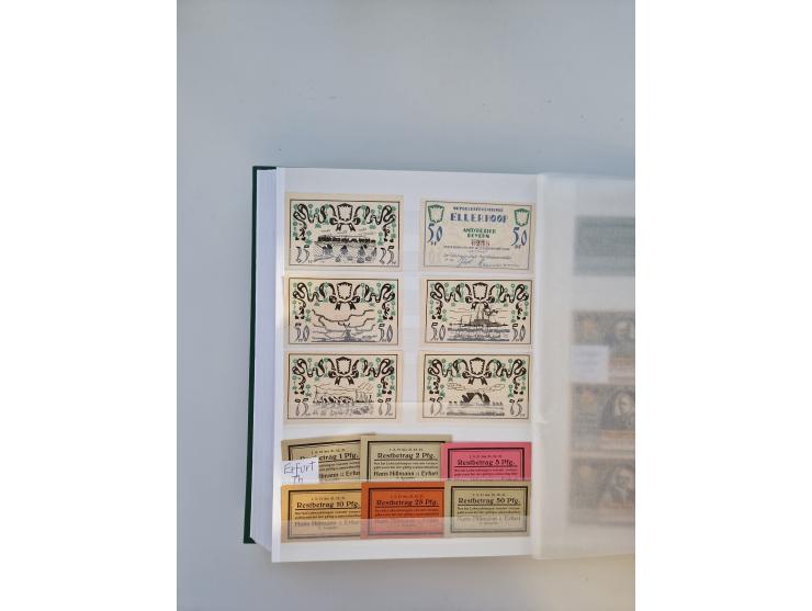Notgeld-Serienscheine, saubere Sammlung in 16 meist dicken Steckalben, sauber nach Orten und Serien sortiert, überschlägig et