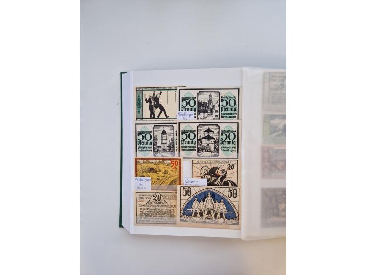 Notgeld-Serienscheine, saubere Sammlung in 16 meist dicken Steckalben, sauber nach Orten und Serien sortiert, überschlägig et